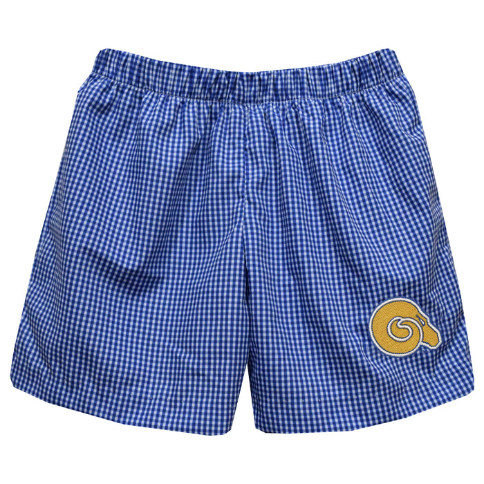 Albany State Rams ASU Embroidered Royal Gingham Pull On Short