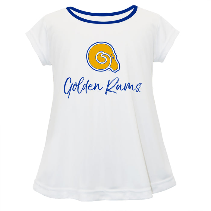Albany State Rams Vive La Fete Girls Game Day Short Sleeve White Top with School Logo and Name