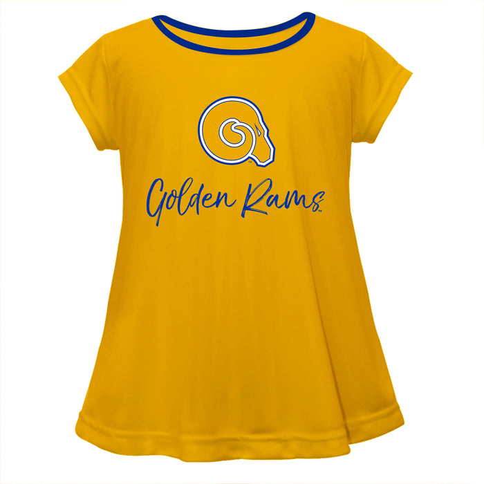 Albany State Rams Vive La Fete Girls Game Day Short Sleeve Gold Top with School Logo and Name