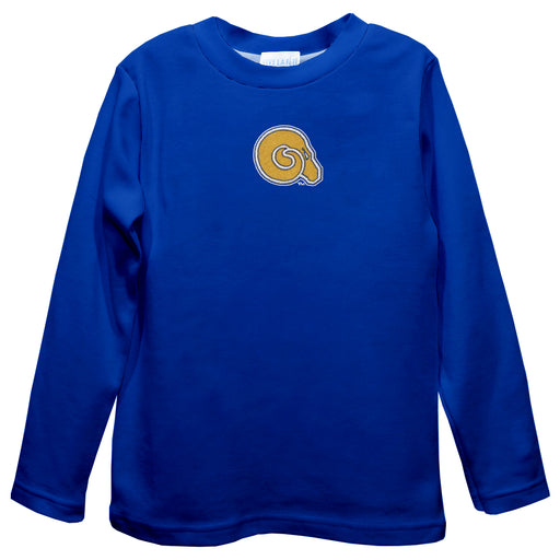 Albany State Rams ASU Embroidered Royal Knit Long Sleeve Boys Tee Shirt
