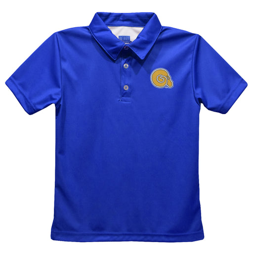 Albany State Rams ASU Embroidered Royal Short Sleeve Polo Box Shirt