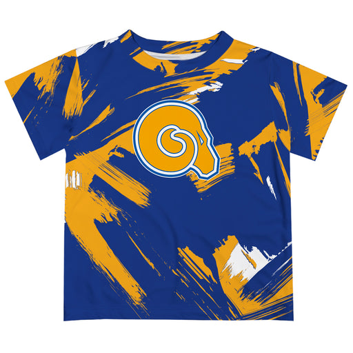 Albany State Rams ASU Vive La Fete Boys Game Day Blue Short Sleeve Tee Paint Brush