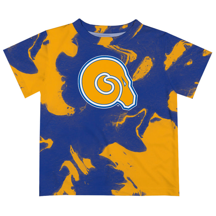 Albany State Rams ASU Vive La Fete Marble Boys Game Day Blue Short Sleeve Tee