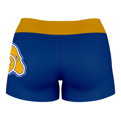 Albany State Rams Vive La Fete Logo on Thigh & Waistband Blue Gold Women Yoga Booty Workout Shorts 3.75 Inseam - Vive La Fête - Online Apparel Store