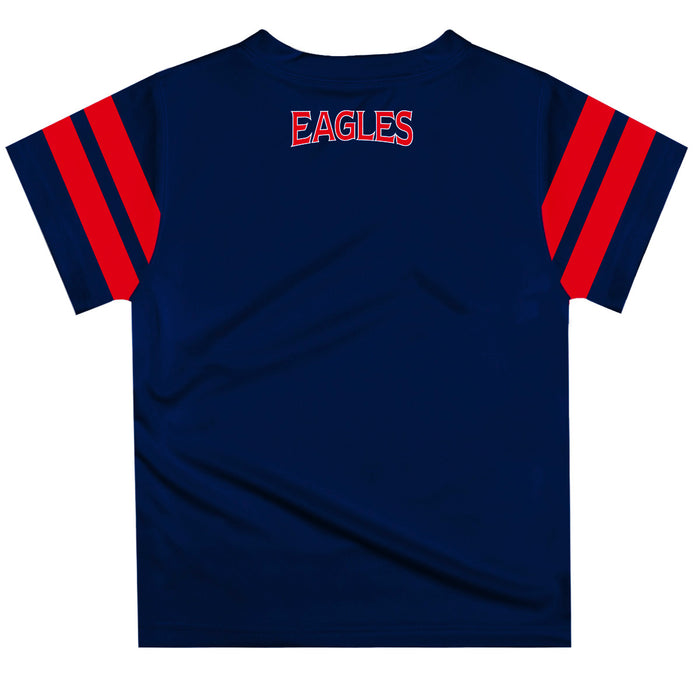 American University Eagles Vive La Fete Boys Game Day Blue Short Sleeve Tee with Stripes on Sleeves - Vive La Fête - Online Apparel Store