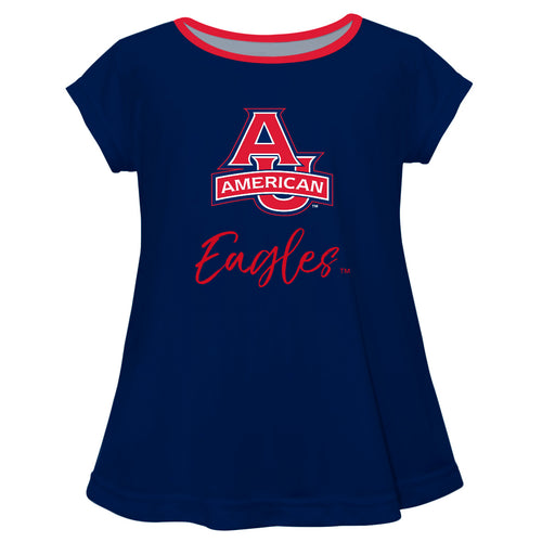 American University Eagles Vive La Fete Girls Game Day Short Sleeve Blue Top with School Logo and Name - Vive La Fête - Online Apparel Store