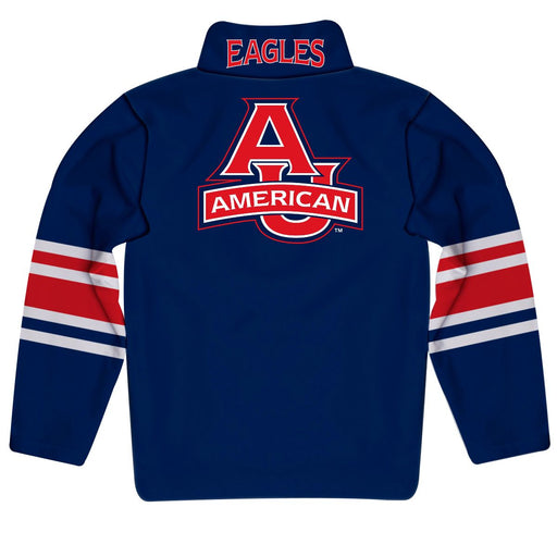 American University Eagles Vive La Fete Game Day Blue Quarter Zip Pullover Stripes on Sleeves - Vive La Fête - Online Apparel Store