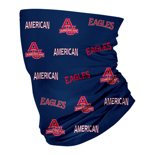 American University Eagles Neck Gaiter Navy All Over Logo - Vive La Fête - Online Apparel Store
