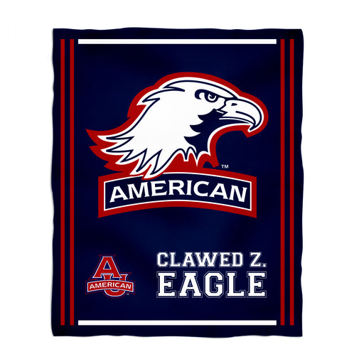 American University Eagles Vive La Fete Kids Game Day Blue Plush Soft Minky Blanket 36 x 48 Mascot