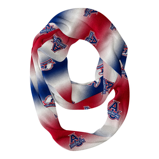 American U Eagles Vive La Fete All Over Logo Game Day Collegiate Women Ultra Soft Knit Infinity Scarf