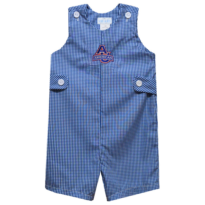American University Eagles Embroidered Royal Gingham Boys Jon Jon