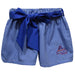 American University Eagles Embroidered Royal Gingham Girls Short with Sash