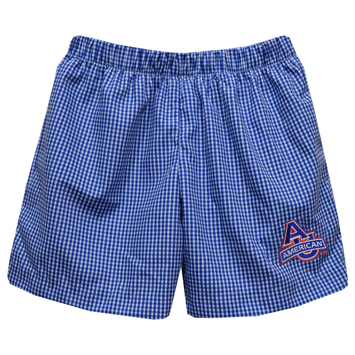 American University Eagles Embroidered Royal Gingham Pull On Short