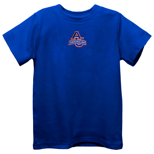 American University Eagles Embroidered Royal knit Short Sleeve Boys Tee Shirt
