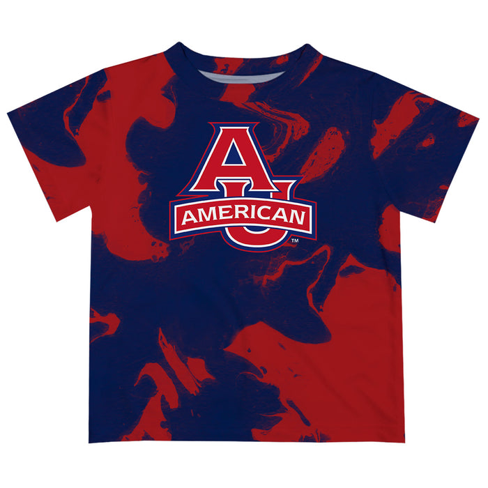 American University Eagles Vive La Fete Marble Boys Game Day Red Short Sleeve Tee