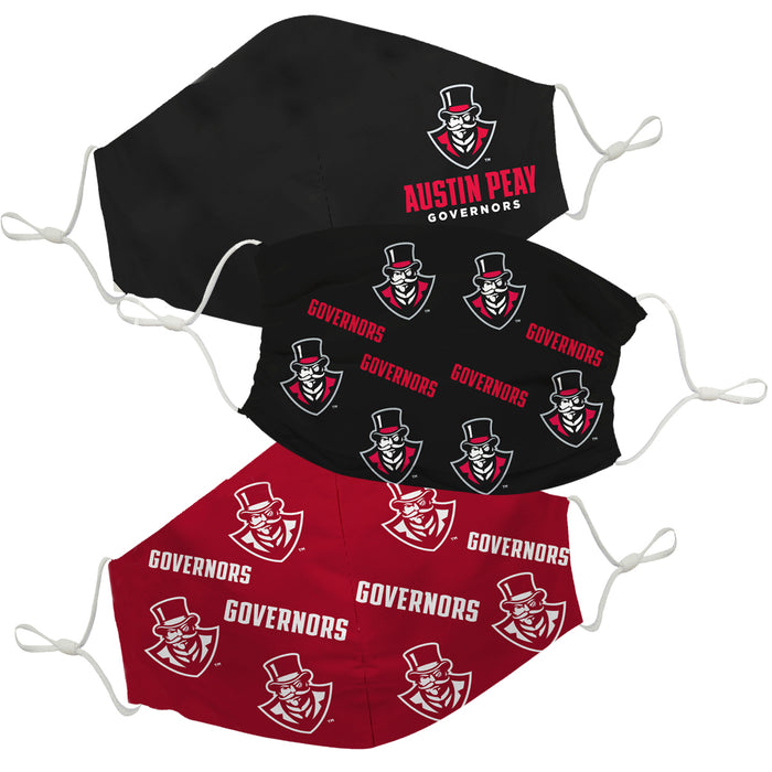 Austin Peay State University Governors Face Mask Black and Red Set of Three - Vive La Fête - Online Apparel Store