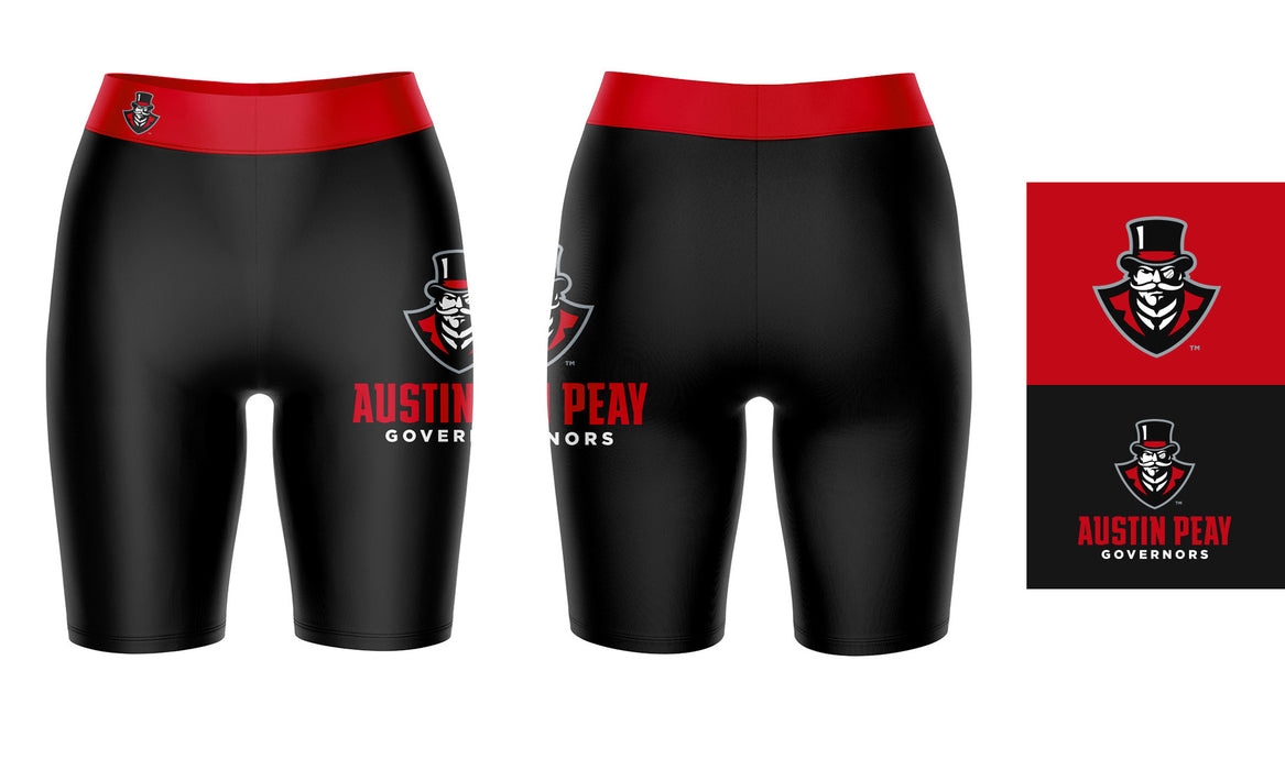 Austin Peay Governors Vive La Fete Game Day Logo on Thigh and Waistband Black and Red Women Bike Short 9 Inseam" - Vive La Fête - Online Apparel Store