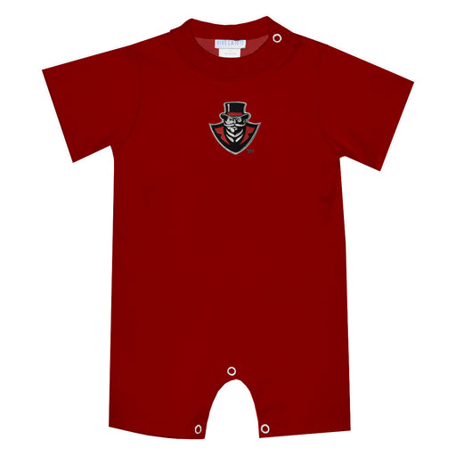 Austin Peay State University Governors Embroidered Red Knit Short Sleeve Boys Romper