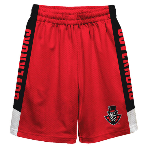 Austin Peay Governors Vive La Fete Game Day Red Stripes Boys Solid Black Athletic Mesh Short
