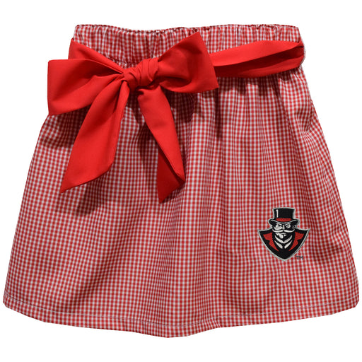 Austin Peay State University Governors Embroidered Red Cardinal Gingham Skirt With Sash