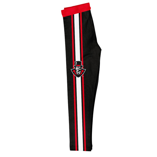 Austin Peay State University Governors Vive La Fete Girls Game Day Black with Red Stripes Leggings Tights