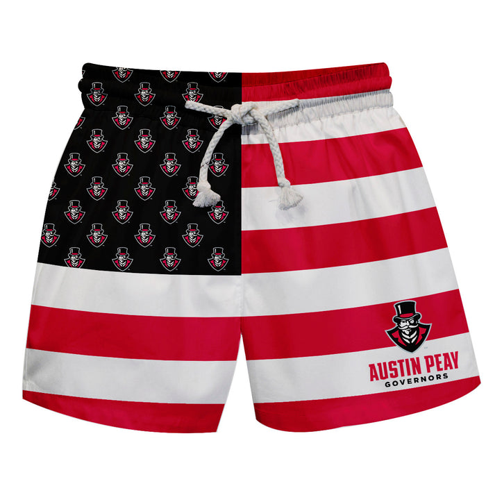 Austin Peay Governors Vive La Fete Game Day Red White Black Flag Swimtrunks V1