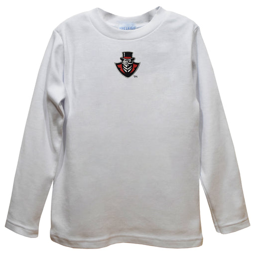 Austin Peay State University Governors Embroidered White Long Sleeve Boys Tee Shirt