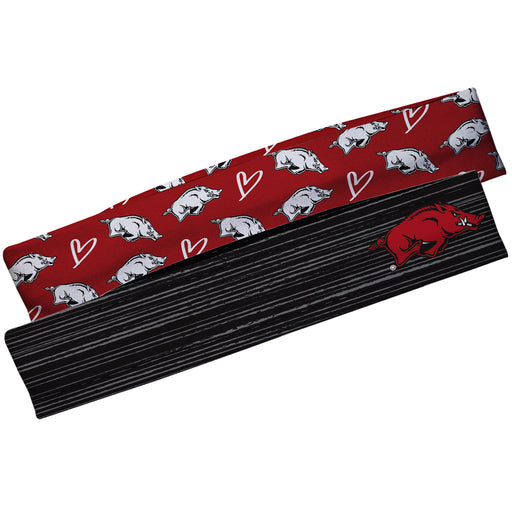 Arkansas Black Solid And Red Repeat Logo Headband Set