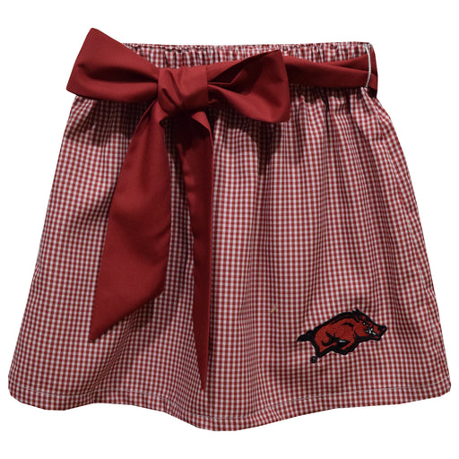 Arkansas Razorbacks Embroidered Red Gingham Skirt With Sash