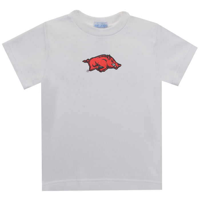 Arkansas Emb Knit White Short Sleeve Boys Tee Shirt - Vive La Fête - Online Apparel Store
