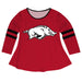 Arkansas Razorbacks Big Logo Red Stripes Long Sleeve Girls Laurie Top - Vive La Fête - Online Apparel Store