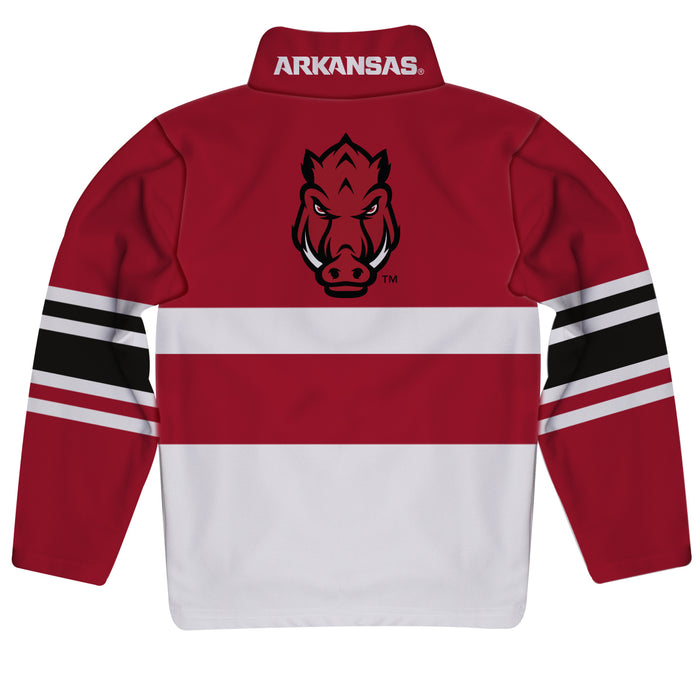 Arkansas Razorbacks Logo Stripes Red Long Sleeve Quarter Zip Sweatshirt - Vive La Fête - Online Apparel Store