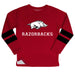 Arkansas Razorbacks Stripes Red Long Sleeve Fleece Sweatshirt Side Vents - Vive La Fête - Online Apparel Store