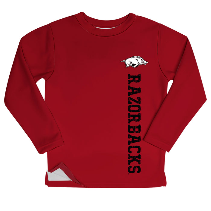 Arkansas Razorbacks Logo Red Long Sleeve Fleece Sweatshirt Side Vents - Vive La Fête - Online Apparel Store