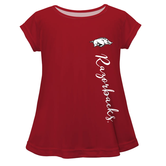 Arkansas Razorbacks Razorbacks Red Solid Short Sleeve Girls Laurie Top - Vive La Fête - Online Apparel Store