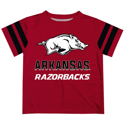 Arkansas Razorbacks Stripes Red Short Sleeve Tee Shirt - Vive La Fête - Online Apparel Store