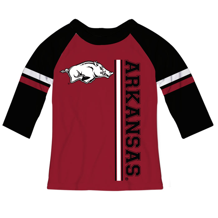 Arkansas Razorbacks Red Girls Tee Raglan Three Quarter Sleeve - Vive La Fête - Online Apparel Store