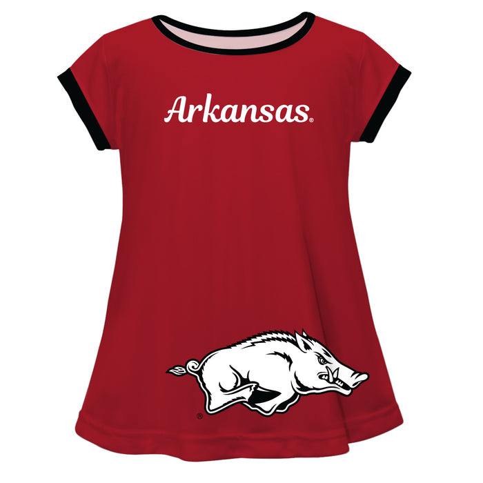 Arkansas Razorbacks Big Logo Red Short Sleeve Girls Laurie Top - Vive La Fête - Online Apparel Store