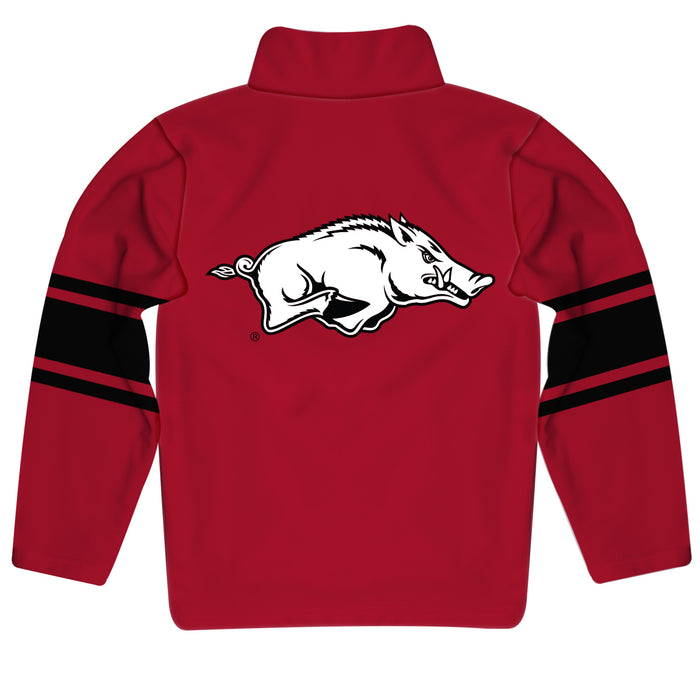 Arkansas Razorbacks Stripes Red Long Sleeve Quarter Zip Sweatshirt - Vive La Fête - Online Apparel Store