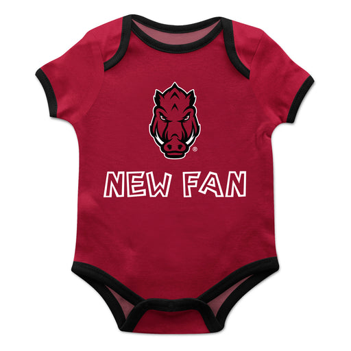 Arkansas Razorbacks Vive La Fete Infant Game Day Red Short Sleeve Onesie New Fan Logo and Mascot Bodysuit