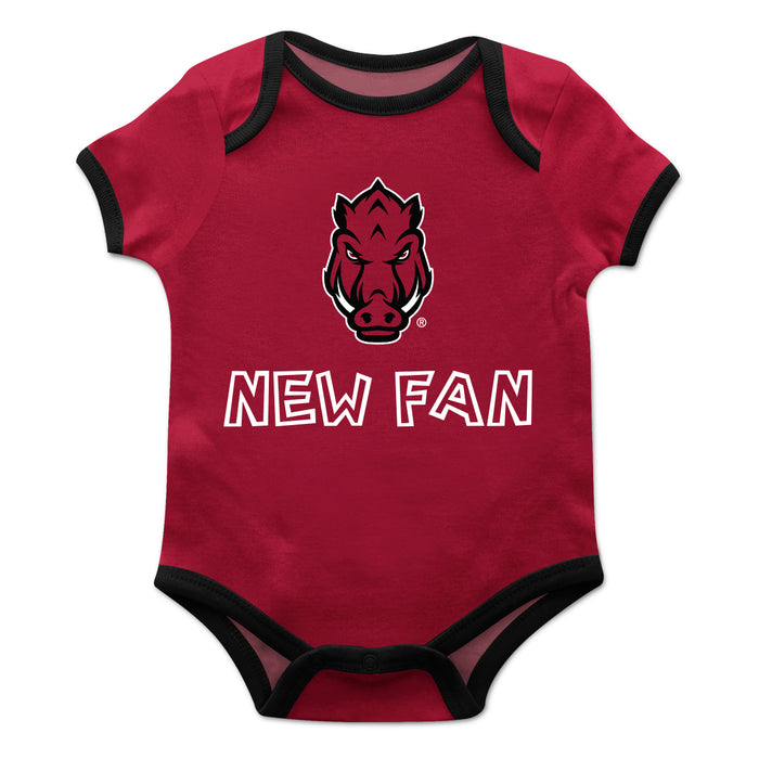 Arkansas Razorbacks Vive La Fete Infant Game Day Red Short Sleeve Onesie New Fan Logo and Mascot Bodysuit