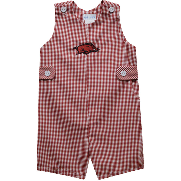 Arkansas Razorbacks Embroidered Red Gingham Boys Jon Jon