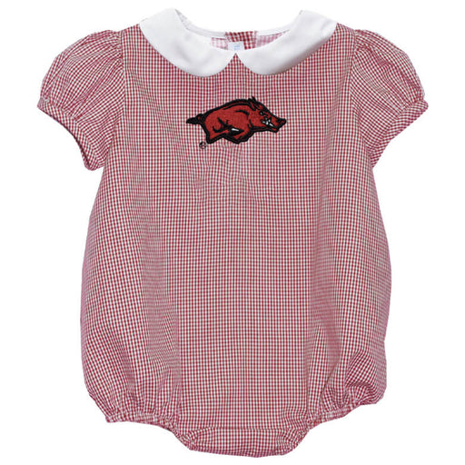 Arkansas Razorback Embroidered Red Girls Baby Bubble Short Sleeve