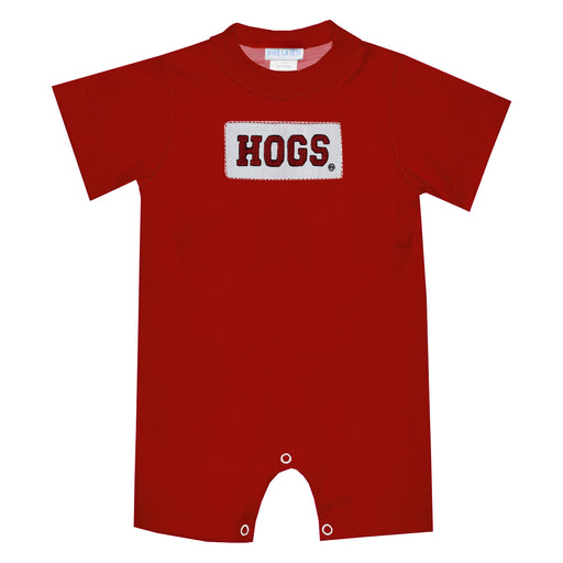Arkansas Razorbacks Smocked Red Knit Short Sleeve Boys Bubble