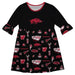 Arkansas Razorbacks 3/4 Sleeve Solid Black Repeat Print Hand Sketched Vive La Fete Impressions Artwork on Skirt