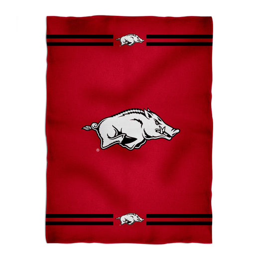 Arkansas Razorbacks Vive La Fete Game Day Warm Lightweight Fleece Red Throw Blanket 40 X 58 Logo and Stripes