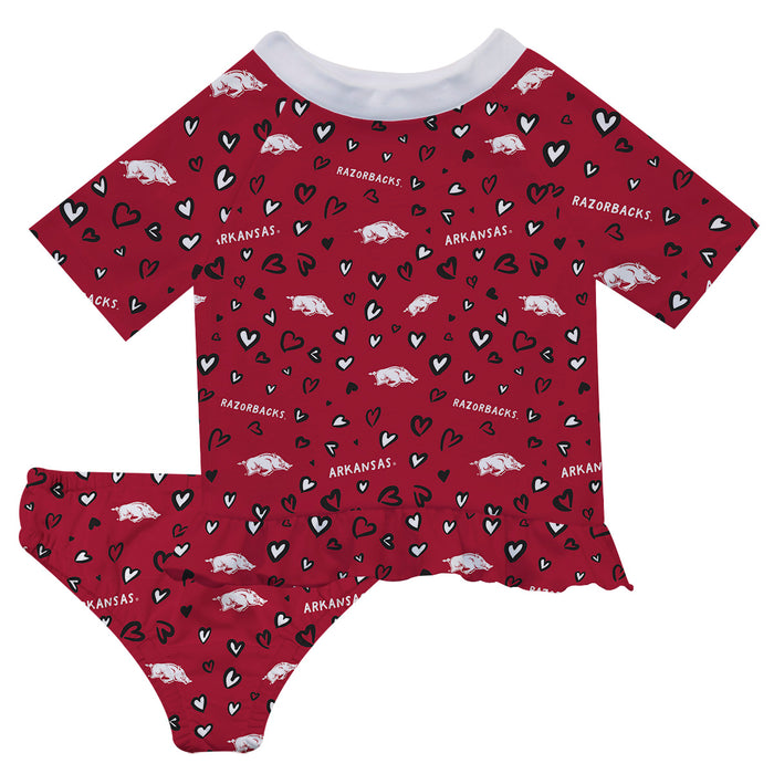 Arkansas Razorbacks Vive La Fete All Over Logo Cardinal Long Sleeve Bikini Set