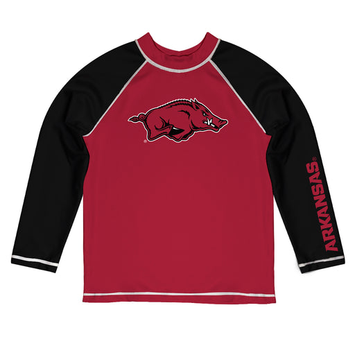 Arkansas Razorbacks Vive La Fete Red and Black Long Sleeve Raglan Rashguard
