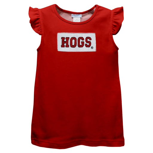 Arkansas Razorbacks Smocked Red Knit Angel Sleeve - Vive La Fête - Online Apparel Store