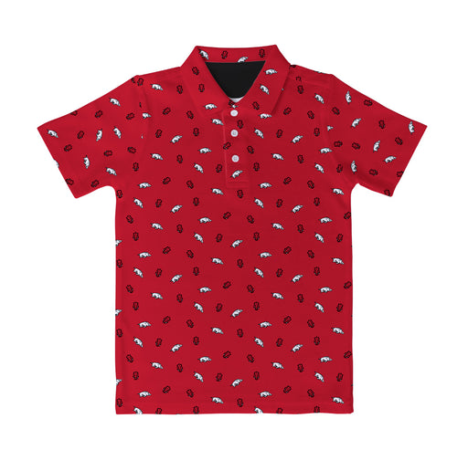 Arkansas Razorbacks Vive La Fete Repeat Logo Red Short Sleeve Polo Shirt